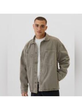 Gap Relaxed Baggy Oversized Denim Utility Shirt Chore Barn Jacket Shacket NWT